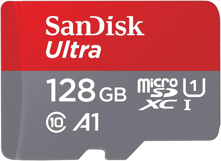 SanDisk 128GB Ultra microSDXC card + SD adapter up to 140 MB/s with A1 App Performance UHS-I Class 10 U1…