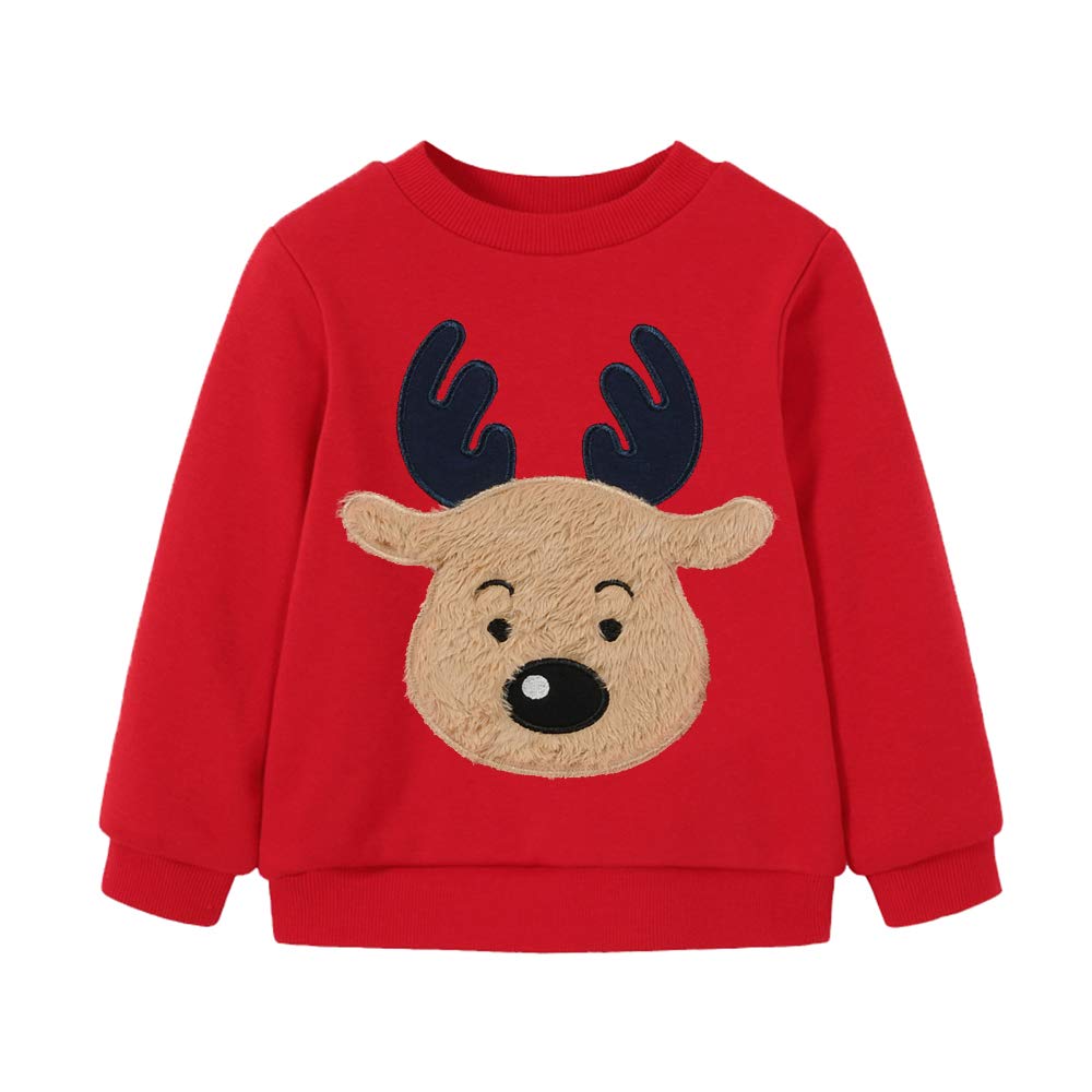 EULLA Boys Christmas Jumper Reindeer Sweatshirt Gift Kids Long Sleeve Dinosaur Tee Shirt Tops Crew Neck Pullover Hoodies Casual Outfit Clothes Age 1-7 Years