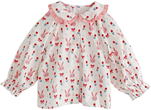 Mud Kingdom Little Girls Long Sleeve Shirt Peter Pan Collar Cute