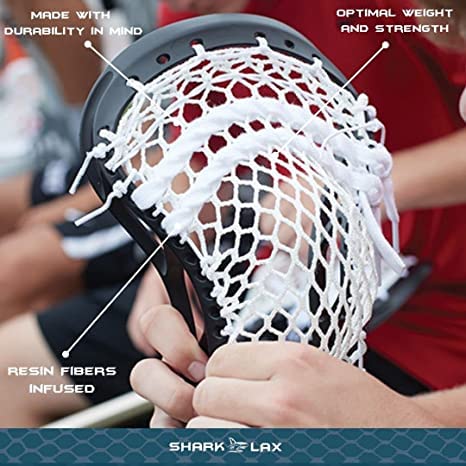 Shark Lax - SemiSoft Lacrosse Mesh & Stringing Kit - Black - Easy to String Kit - Use SemiSoft Mesh for The Best Performance