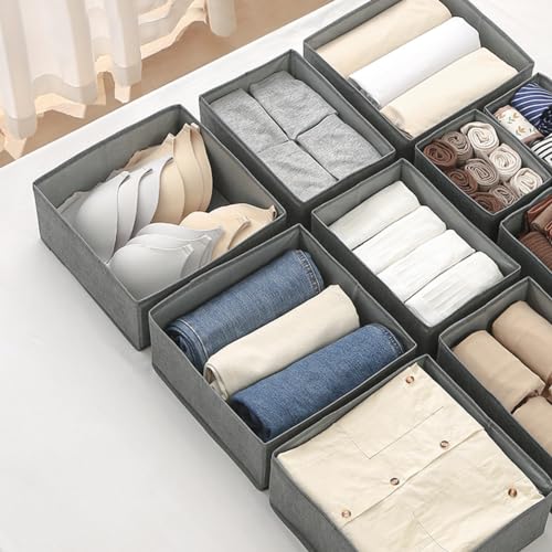 ECVV 6PCS Drawer Organizer for Clothing Foldable Cloth Drawer Dividers, Washable Closet Organizer and Storage Bins for Clothes Underwear Pants Socks