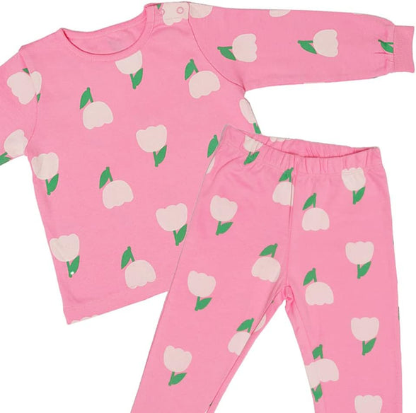 AIKO Girls AIKO-Kids Cute Pink Print Long Two Piece Pyjama Set Girls PJ set (pack of 1)