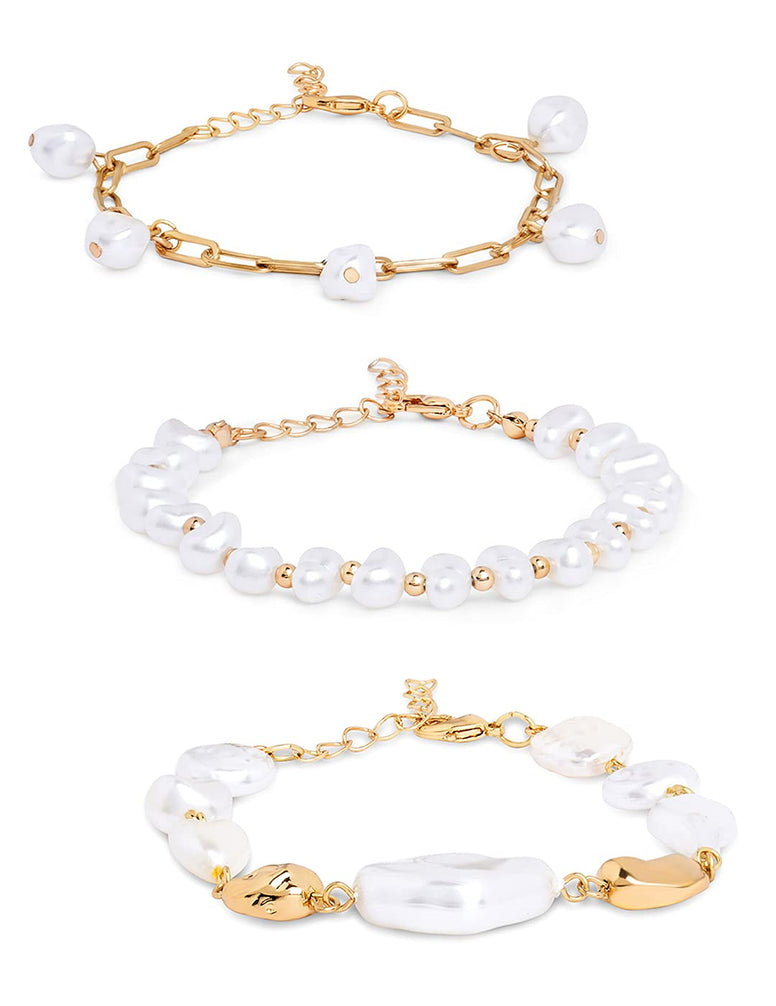 Zaveri Pearls Gold Tone Set of 3 Contemporary Bracelets-ZPFK10872