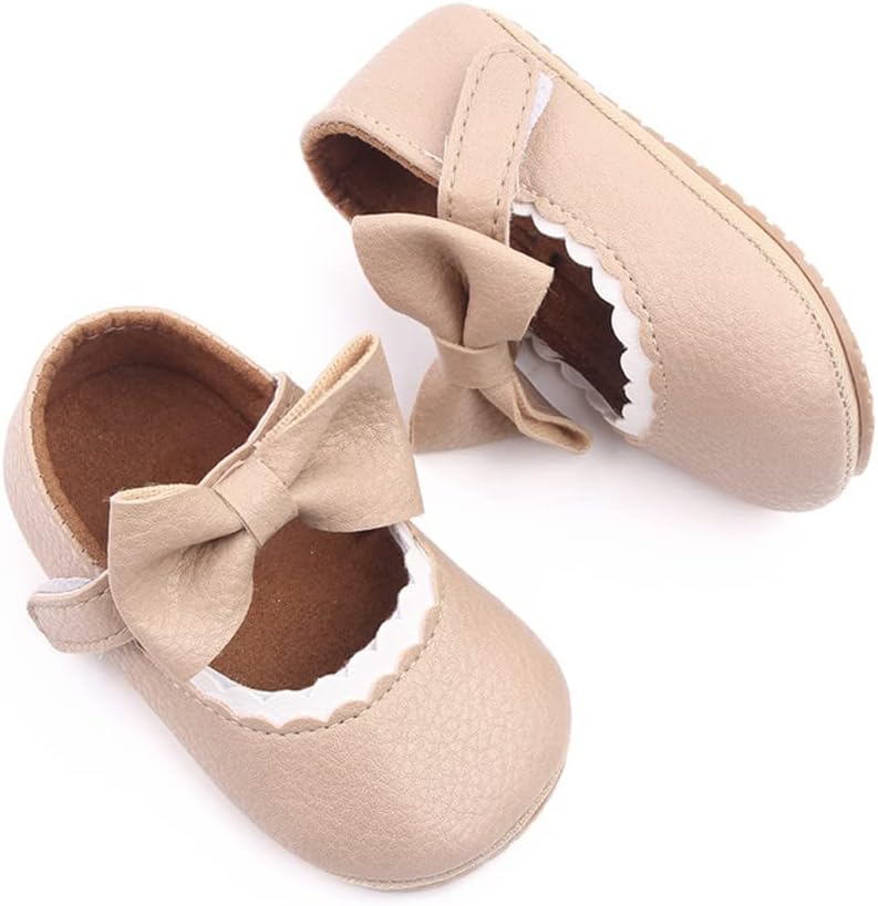 TSAITINTIN Baby Girls Mary Jane Flats Anti-Slip Bow Toddler Princess Dress Shoes, for 6 Months baby