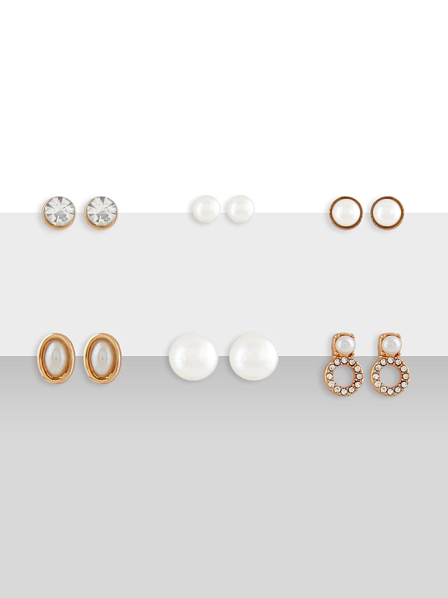 ZAVERI PEARLS Gold Tone Set Of 20 Contemporary Pearls Drop, Studs & Hoop Earrings-Zpfk10650