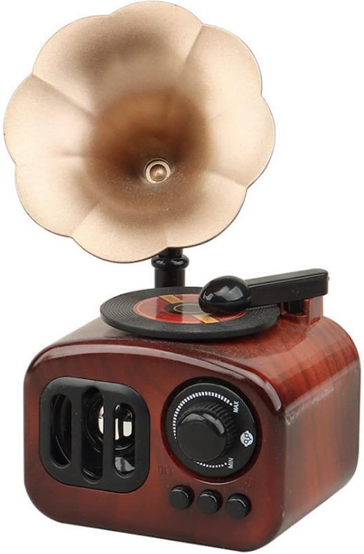 DongAi Retro Vintage Phonograph Music Box ，Mechanical Clockwork Classical Music Box，Gramophone Shape Music Box Ornament Valentine's Day, Mother's Day, Wedding Anniversary