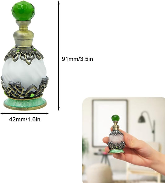MEHOFOND 15ml Vintage Decorative Perfume Bottles Empty Crystal Glass Decorative Perfume Bottles Essential Oil Scent Bottles Refillable Perfume Container Bottles (15ml) (Green)