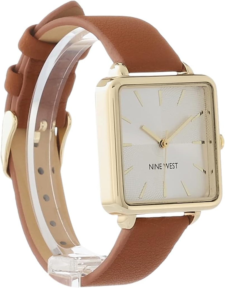 Nine West Women's Japanese Quartz Dress Watch with Faux Leather Strap