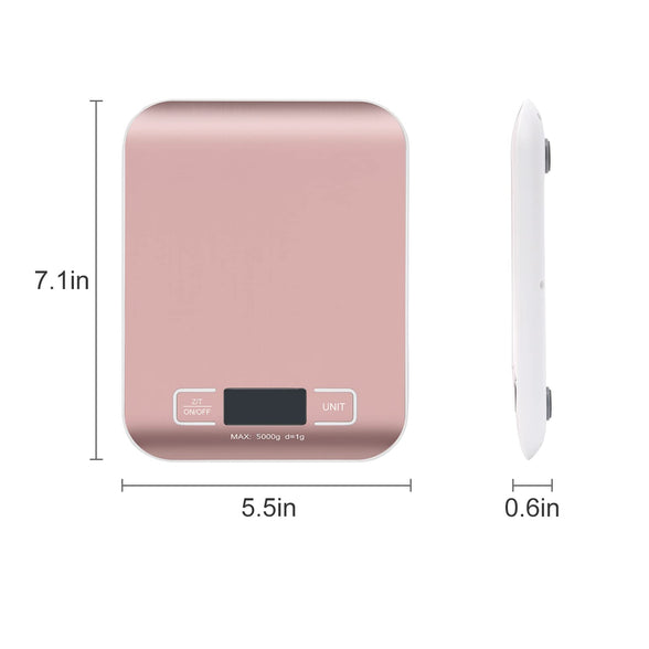 MarFul Digital Shipping Scale,Kitchen Scale, Stainless Steel Panel, Accurate 5kg/1g Portable Postal Scale for Packages, Small Business,Kitchen, Food, Handmade, Liquids, and Boutique (Rose Gold)