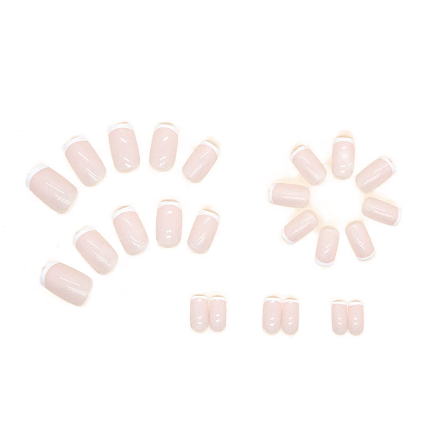 Agasar 24pcs French Tip False Nails White Stick on Nails Short Square Press on Nails Removable Glue-on Nails Fake Nails Women Girls Nail Art Accessories, Variety Pack