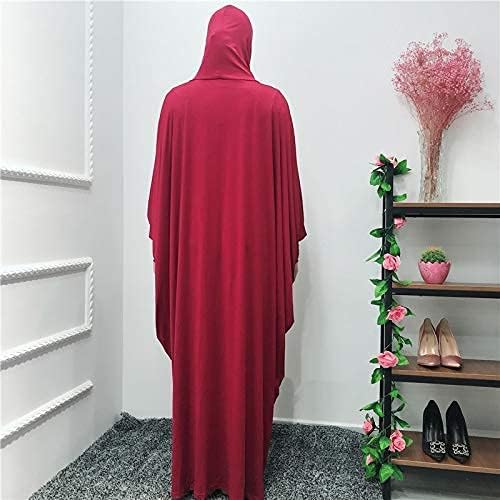 Women's Solid Muslim One-Piece Prayer Dress Muslim Abaya Dress Islamic Maxi Abaya Kaftan with Hijab Full Length Dress