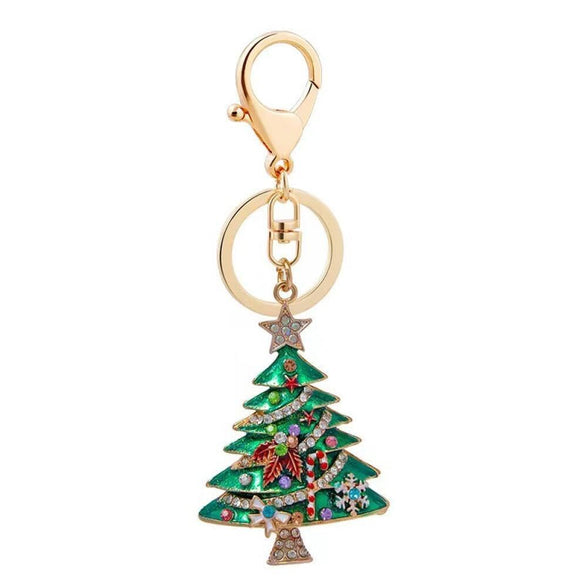 Goodern Christmas Tree Keychain,Rhinestone Sparkling Charm Keyring,Retro Fashion Christmas Decorations Accessories,Elegant Pendant Car Purse Handbag Keychain Gift for Girl Woman-Style A