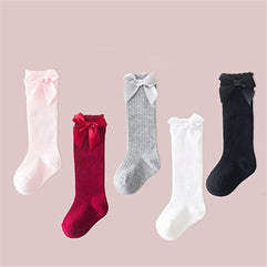 ELECDON 5 Pairs Knee High Socks Newborn Infants Toddlers Girls Tube Ruffled Uniform Long Stockings