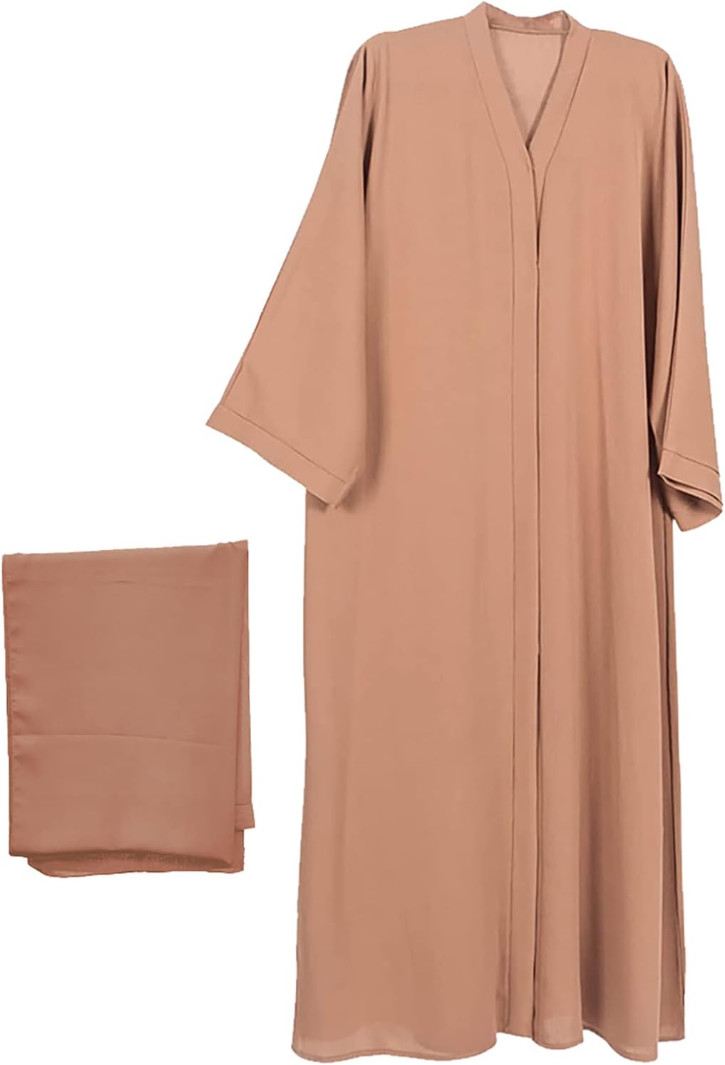 Elysian Abaya Made With Fine Fabric, Comes Matching Hijab and Waist Tie Blue Black and Brown