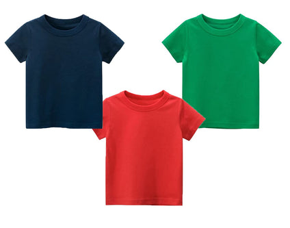 Yitow Boys 3-Pack Cotton Summer Pure Colour Short Sleeve T-Shirt 2-7Years