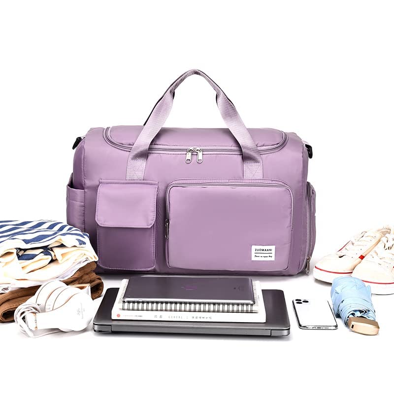 Duffel Travel Bag for Women - Ladies Fashion Sports Fitness Gym Yoga Luggage Crossbody Shoulder Handbag (Purple)