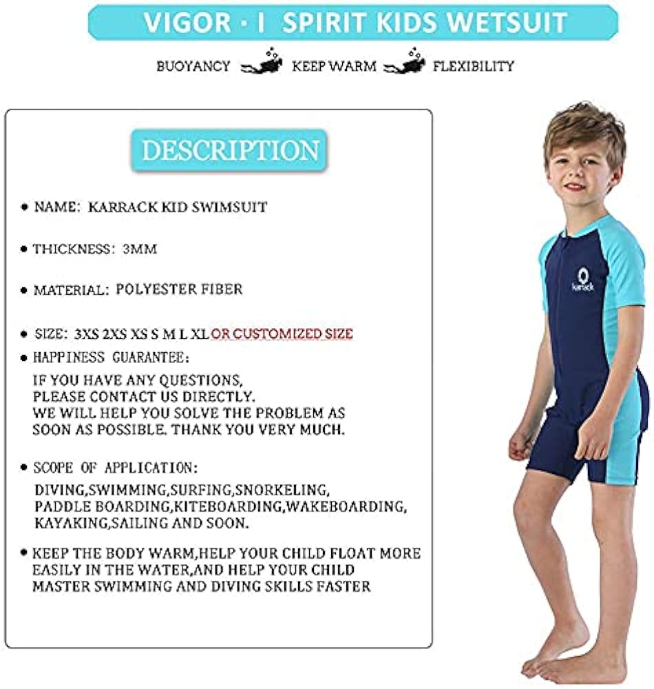 Karrack Girls and Boys One Piece Rash Guard Swimsuit Kid Water Sport Short Swimsuit UPF 50+ Sun Protection Bathing Suits