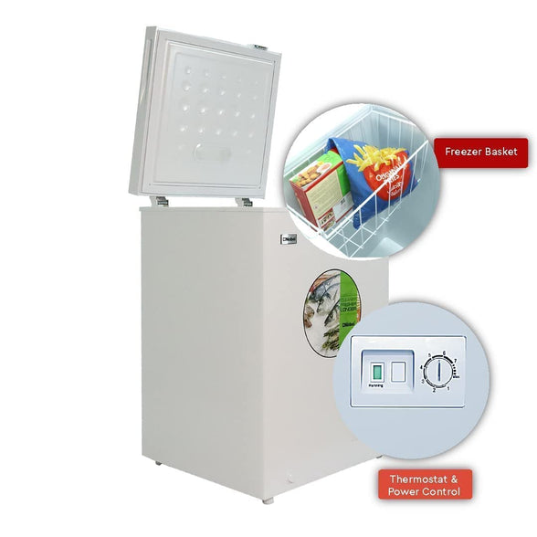 NOBEL Single Door Freezer White 100 Litres Plastic Coated Aluminum Inside Tropical Inside Condenser NCF150