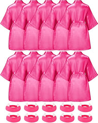 10 Pcs Kids Squad Girl Robes Spa Party Supplies Flower Girl Robes Slumber Birthday Party Bathrobes with Headband for Girls