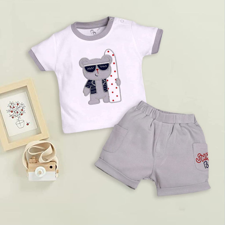 Baby Go 100% Pure Cotton Kids T-Shirt & Shorts for Baby Boys (6 Months)