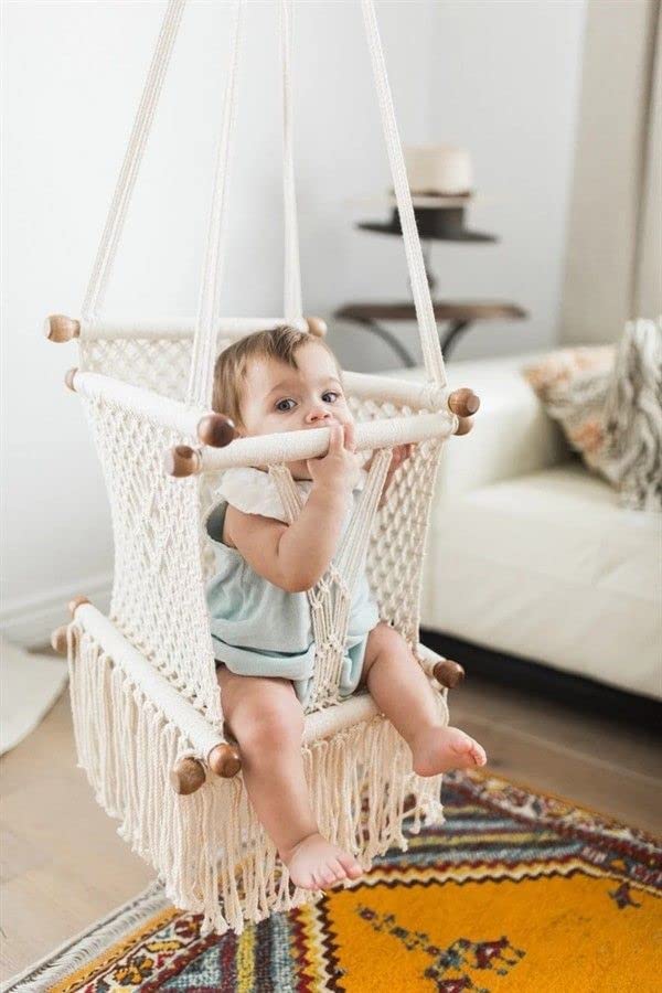 Swing Chairs-Handmade Swing-Baby Swing Chair-Toddler Swing-Indoor Swing-Hammock Chair-Baby Hammock-Outdoor Swings (Natural)