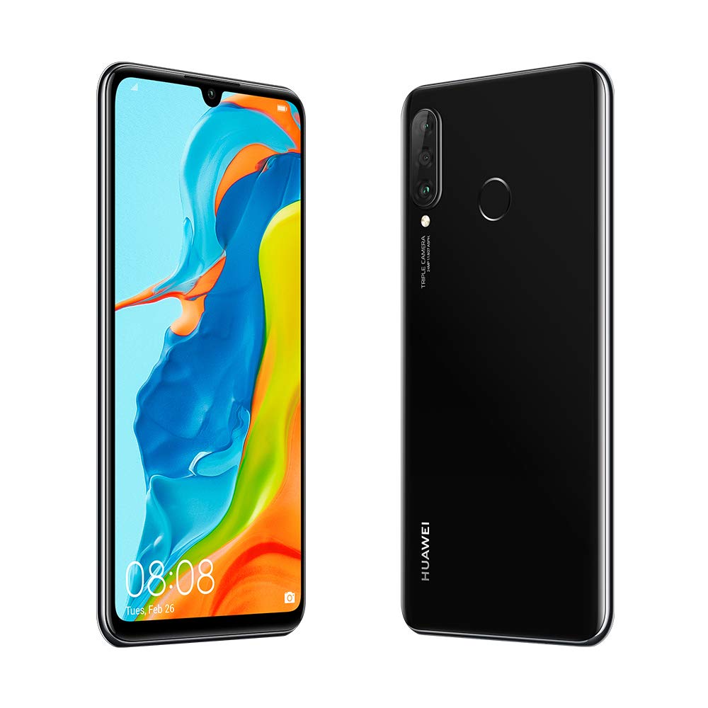 Huawei P30 Lite (128GB, 4GB RAM) 6.15" Display, AI Triple Camera, 32MP Selfie, Dual SIM Global 4G LTE GSM Factory Unlocked MAR-LX3A - International Version (Midnight Black)