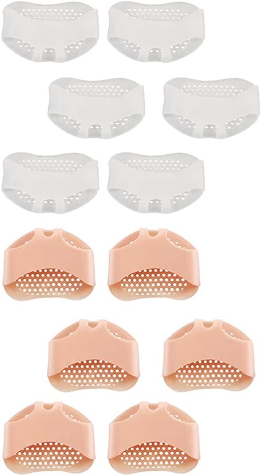 Healifty 12Pcs Forefoot Pads Silicone Toe Pad Toe Top Sock No Show Toe Liner Covers Not Slip Forefoot Metatarsal Socks Foot Toe Cushions for High Heels Flats Sandal