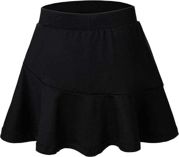 MERIABNY Girls Tennis Skirt with Built-in Shorts Athletic Skort for Golf Running, 6-12 Years Old