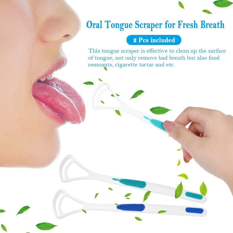 ORiTi 2 Pcs Tongue Scraper Oral Tongue Cleaner Mouth Tongue Cleaning Brush Fresh Breath Maker Oral Hygiene Care Brush