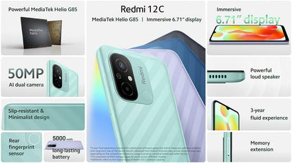 Redmi 12C (Graphite Gray 6GB RAM, 128 Storage) - Powerful MediaTek Helio G85 | Immersive 6.71