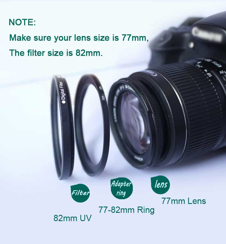 77mm-82mm Step Up Ring [77mm Lens to 82mm Filter], FANZR Camera Lens Filter Adapter Ring Lens, Premium Aluminum (2 Pack)
