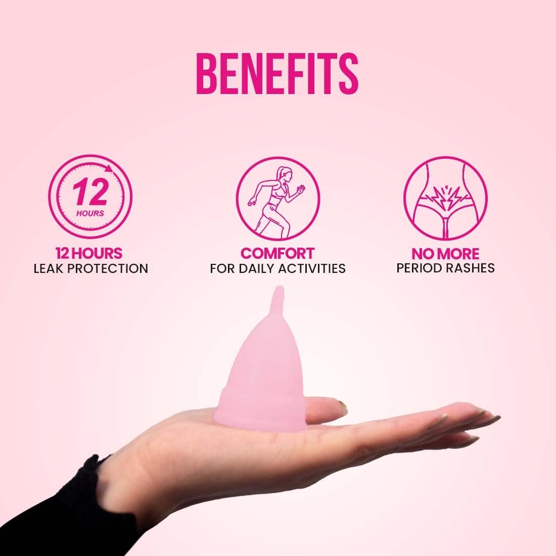 everteen® Menstrual Cup for Women- 1pc (Large, 30ml) with storage pouch- 12 hours Leak-Proof Protection. Have period with no smell, no discomfort.