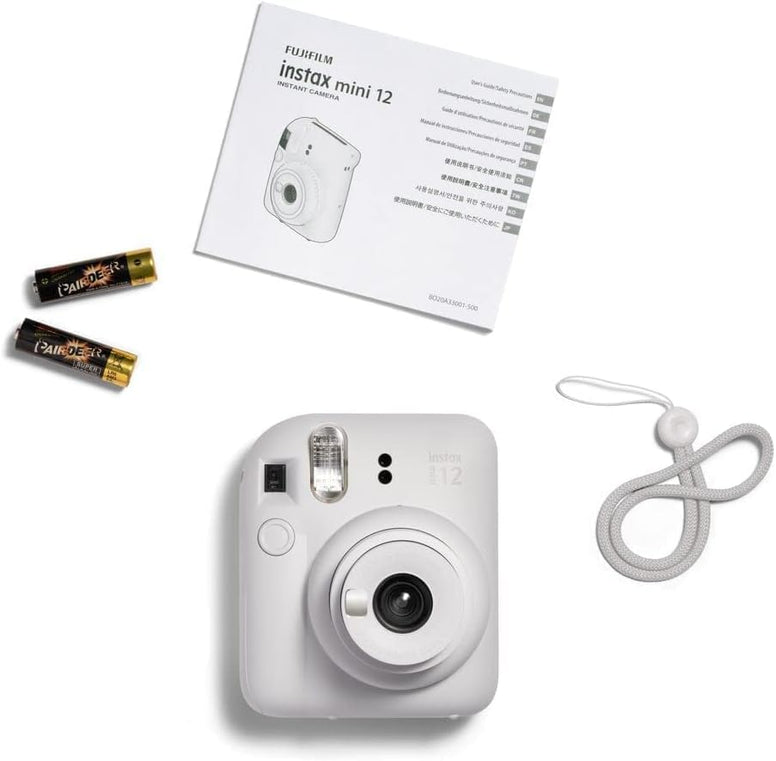 instax mini 12 instant film camera, auto exposure with Built-in selfie lens, Clay White