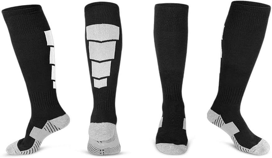 Kids Athletic Soccer Socks, 2 Pairs Knee High Socks for Youth Boys Girls for Shoe Size 3-6.5 / Ages 6-12