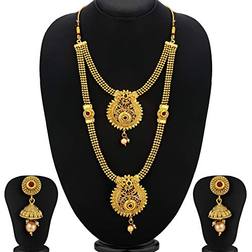 Sukkhi Classic Gold Plated Wedding Jewellery Long Haram Necklace Set For Women (N72489GLDPH022018)