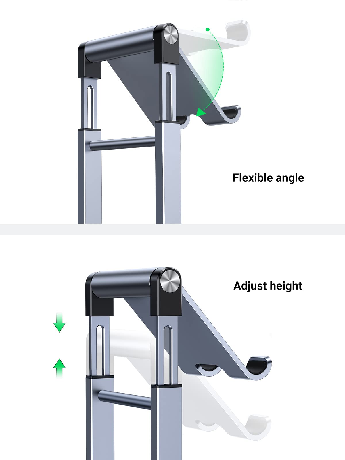 UGREEN Phone Stand, Premium Metal Phone Holder for Desk, Height Adjustable Mobile Stand Foldable iPhone Holder Compatible with Most Phones, iPhone 15 Pro/Pro Max, Samsung Galaxy, Tablet/iPad Silver