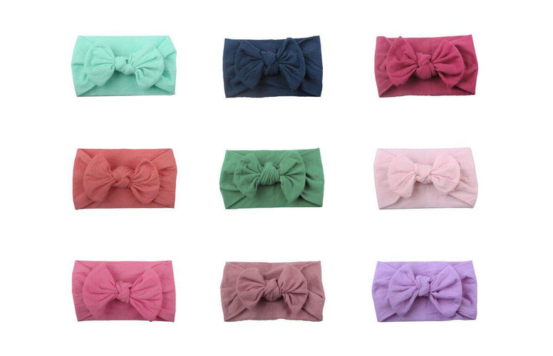 QUUPY 6 Pcs Baby Girls Bowknot Headbands Elastic Soft Hairbands Headband Head Wraps Stretch Hair Band Hair Styling Accessories For Newborn Infant Toddler Baby Girls (Color Random)