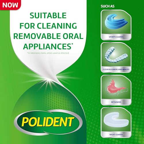 Polident 3-Minute Antibacterial Denture Cleanser - Mint, 3 Minute Whitening, 120 Count