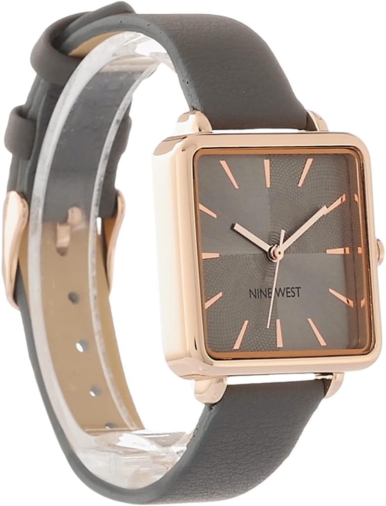 Nine West Women's Japanese Quartz Dress Watch with Faux Leather Strap