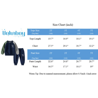 Volunboy Toddler Boys Clothes Sets Little Boy Clothing Long Sleeve Pullover Jogger Pants Kids 2 Pieces Outfits (24 Months)