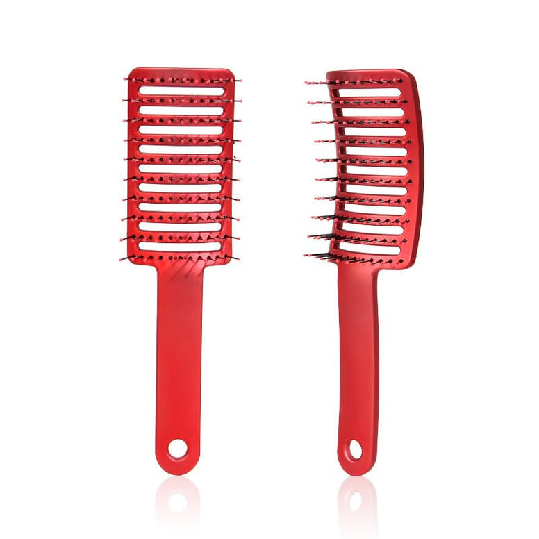 IFAN Styling Comb Multi-purpose Arched Hair Comb Nylon Antistatic Detangler Comb for Women Crooked Comb with Radian 110 Round Head Teeth Radian Fitting Head with Frosted Handle (Red)