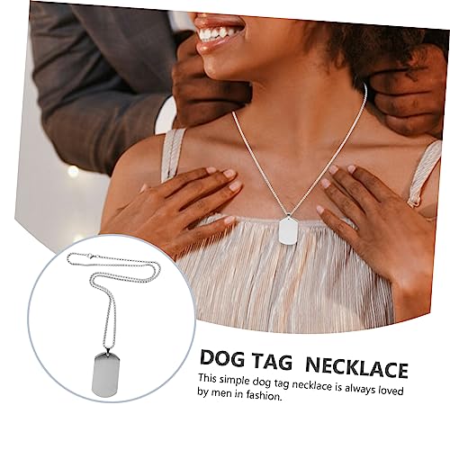 POPETPOP Small Dog Tag Chain Necklace for Men Gold Stainless Steel Necklace Name Tag Necklace Travel Luggage Tag Pet Id Tags Dog Tag Dog Tag Chain Pendant Label Id Card 18k Metal