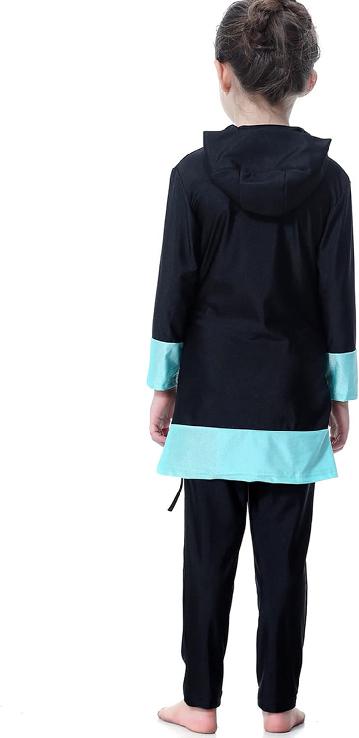 Maeau Muslim Swimsuit for Kids Girls Full Cover Islamic Bathing Suit Hijab Burkini Swimwear