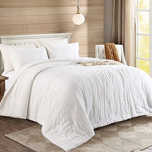 HOMBYS Soft Muslin Comforter Lightweight Oversized King Comforter 120x120, 100% Cotton Breathable Gauze Off White Bedding Comforter Duvet Insert