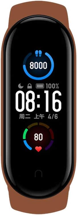 MARGOUN for Xiaomi mi band 5 Silicone Watch Band Smartwatch Wristband Replacement Accessories Strap Bracelet (brown)