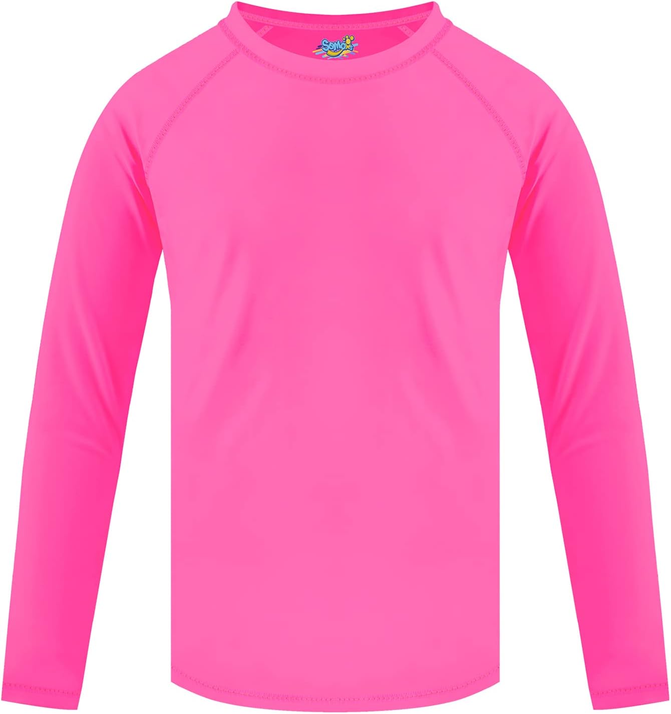 Girls Rash Guard Neon Pink Swim Shirt Long Sleeve for Toddler Kids Rashguard Water Shirt UPF+ 50 Swimming Sun Shirt Swimwear