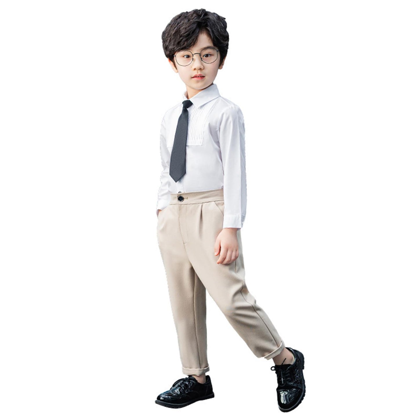 LOLANTA School Pants for Boys Kids Dress Pants Flat Front, No Pilling, Solid, 3-12