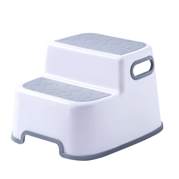 2 Step Stool for Kids，Anti-Slip Sturdy Toddler Two Step Stool with Handles，Kids Step Stool for Potty Training, Bathroom Toilet and Kitchen Step Stool