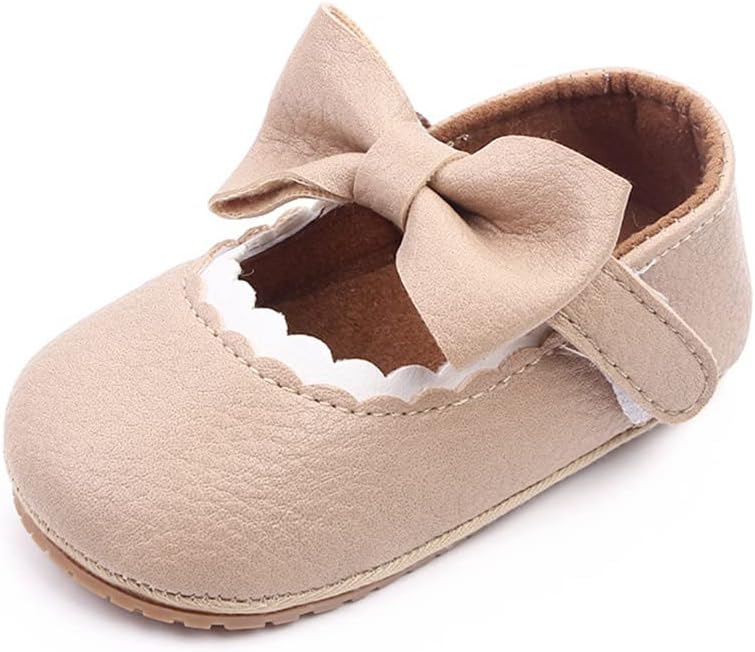 TSAITINTIN Baby Girls Mary Jane Flats Anti-Slip Bow Toddler Princess Dress Shoes, for 6 Months baby