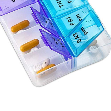 U-HOOME 7 Days Pill Case Medicine Storage Tablet Pill Box With Clip Lids Medicine Organizer Pill Case Splitters Storage Dispenser Weekly